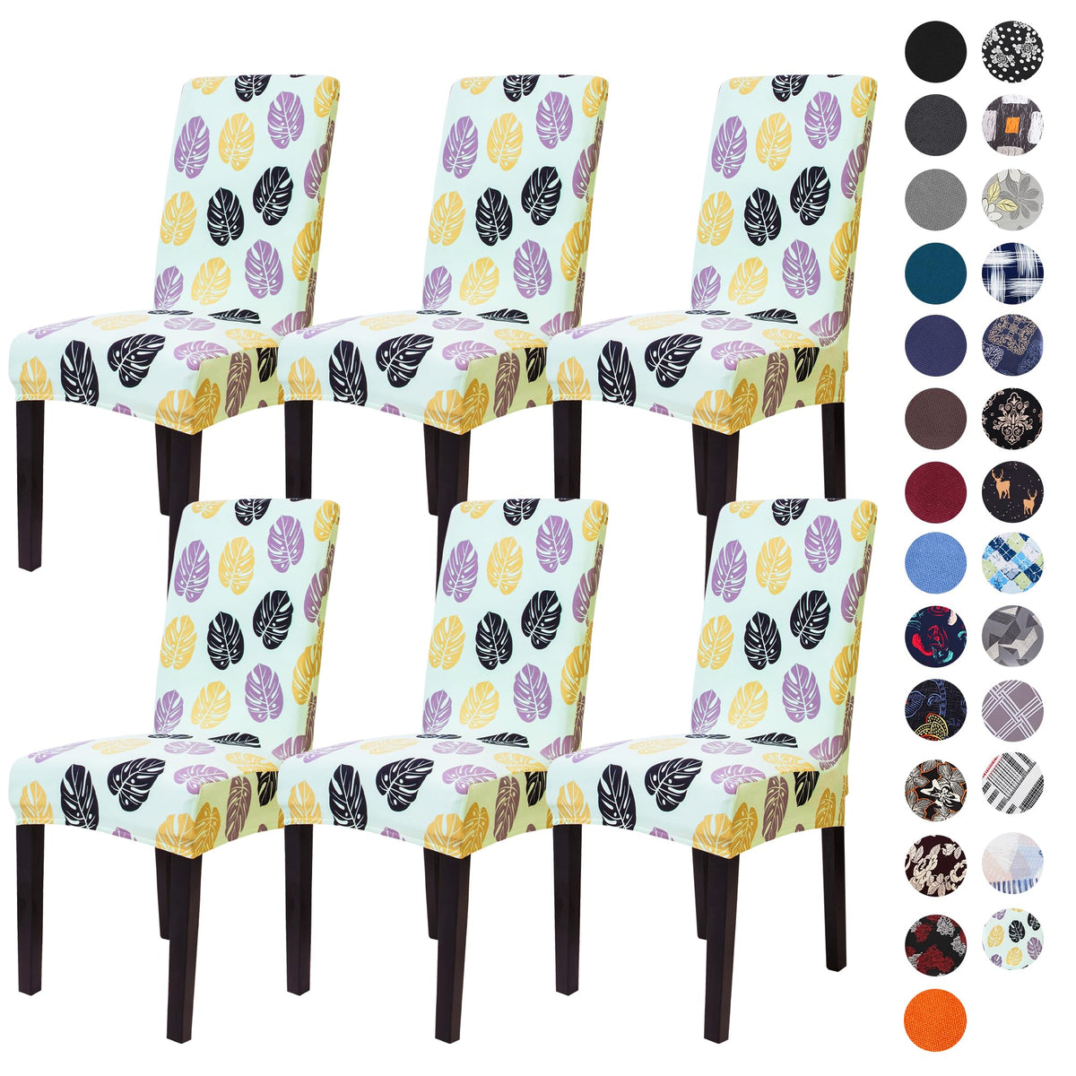 Sufdari Dining Chair Covers,Kitchen Cover,Parsons Slipcover,Spandex Protectors for Room Stretch Chairs Cover Set of 4 -Gray