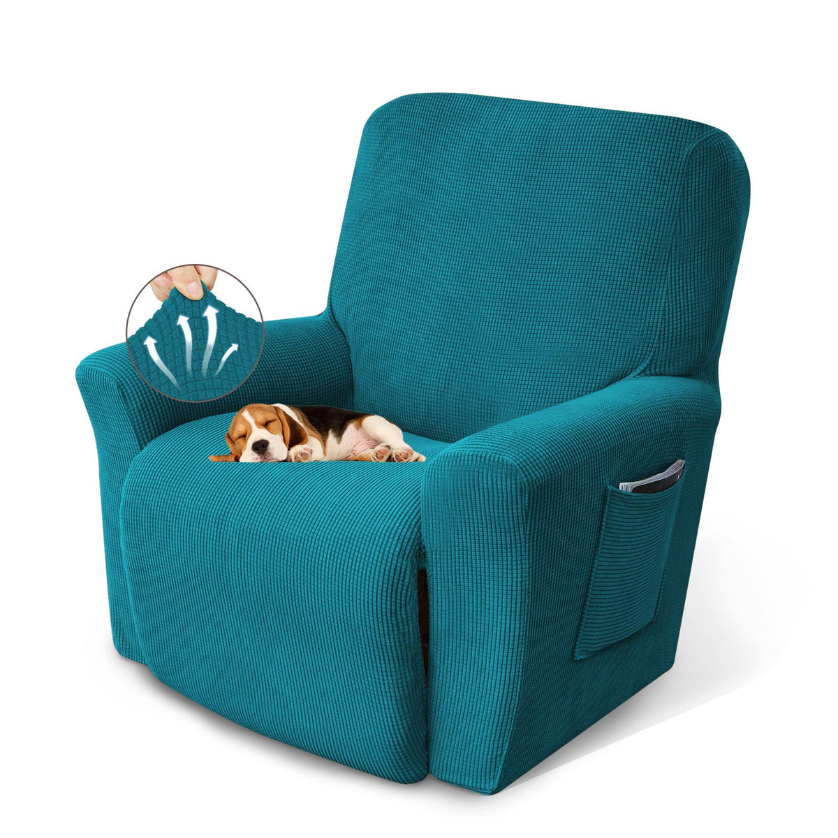 KEKUOU Recliner Chair Covers, 1-Piece Lazy Boy Recliner Covers, Navy Blue