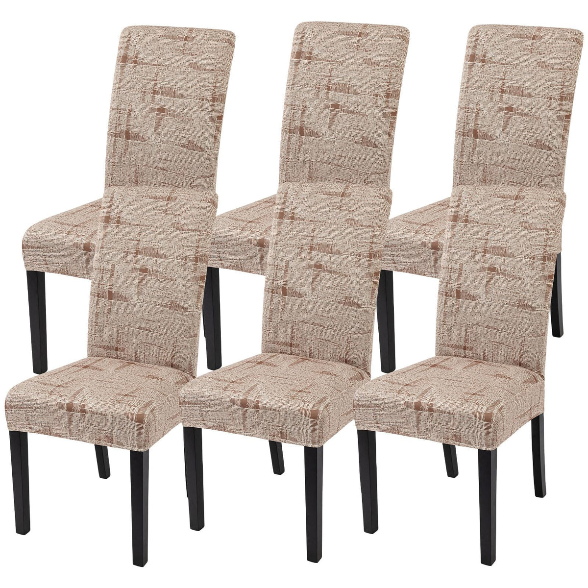 SearchI Chair Covers Slipcovers Set of 4, Spandex Super Fit Stretch Removable Washable Kitchen Parsons Protector for Dining Room,Hotel,Ceremony,Beige+Flowers