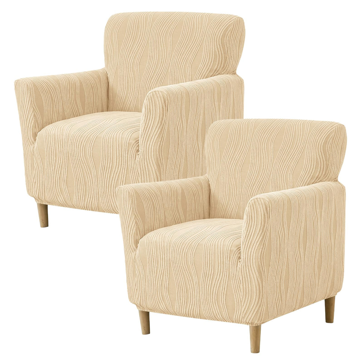 KRFOONN Chair Covers with Arms Armchair Slipcover for Living Room, Beige