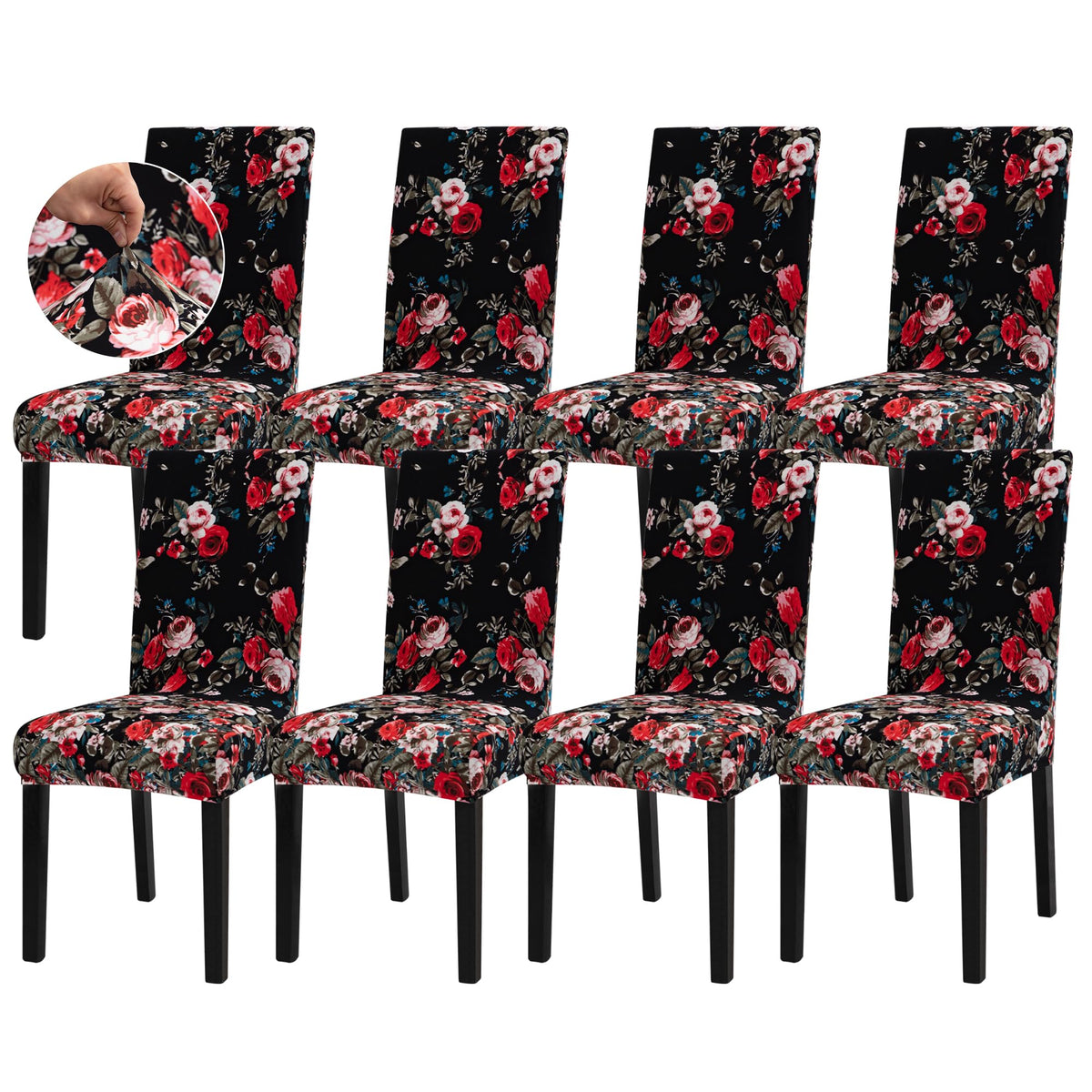 Sufdari Dining Chair Covers,Kitchen Cover,Parsons Slipcover,Spandex Protectors for Room Stretch Chairs Cover Set of 4 -Gray
