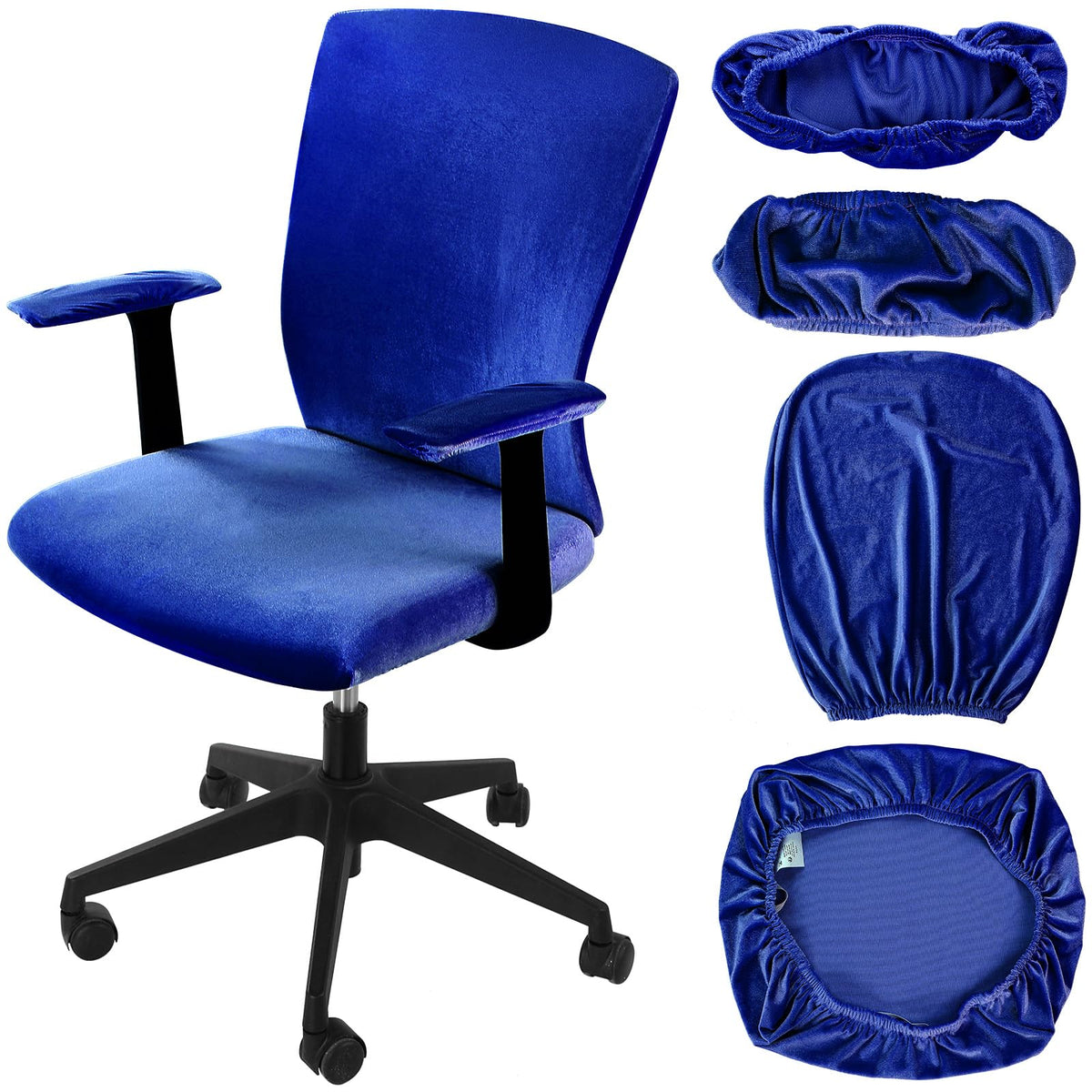 Tallew 4 Pcs Office Chair Covers Set with Armrest, Stretchable,Light Pink