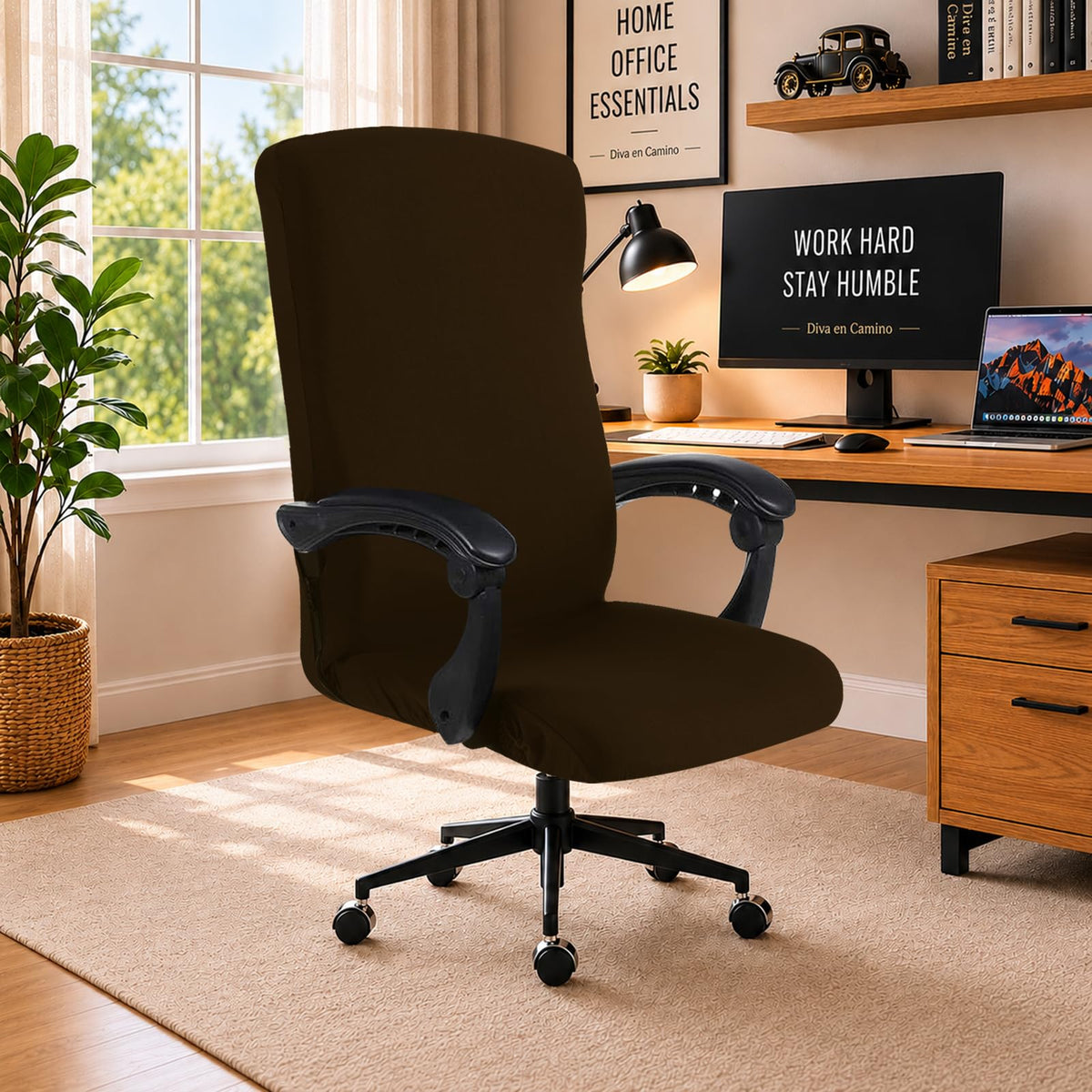 DIVA EN CAMINO DEC Water-Resistant Stretchable Desk Office Chair Seat Cushion Covers - Universal Spandex Computer Chair Slipcover - Removable Washable Cushion Protectors for Dogs, Cats, Black