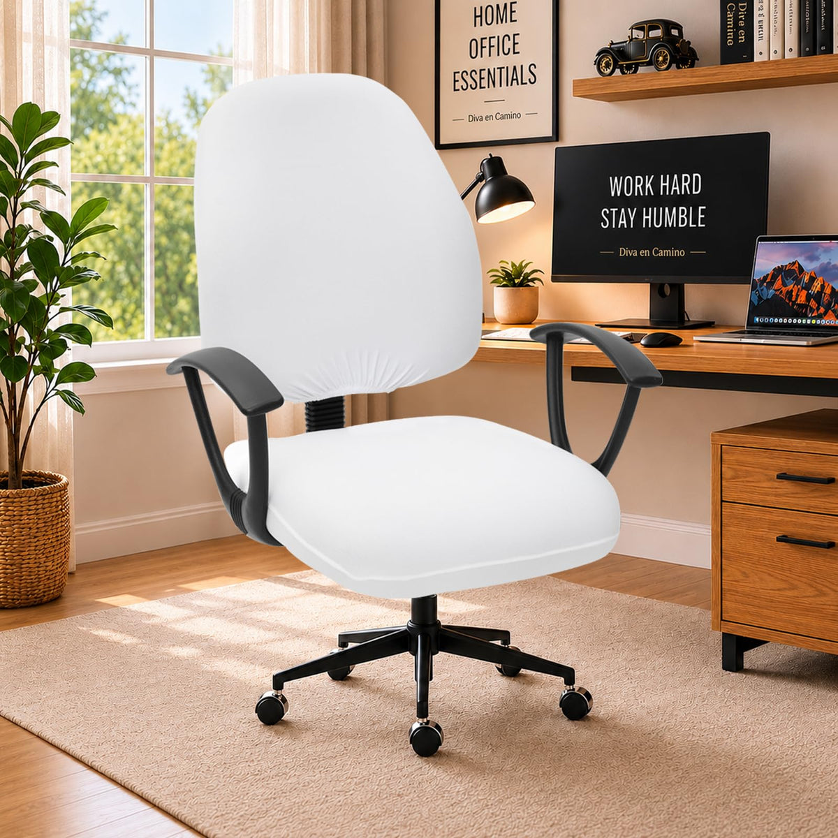 Water Resistant Stretch Computer Office Chair Cover with Durable Zipper Universal Washable Removable Spandex Rotating Boss Chair Slipcovers Anti-dust Soft Desk Chair Seat Protector for Dogs Cats Pets