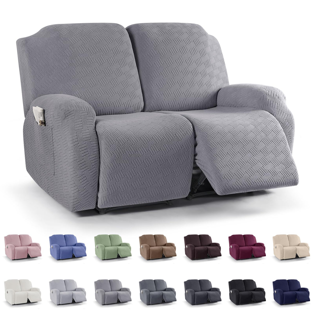 KinCam Recliner Chair Covers, Stretch Reclining Cover, Dark Gray