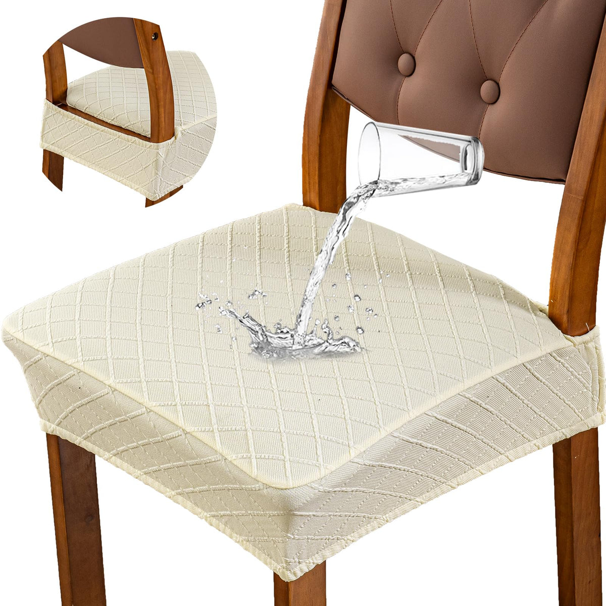 Genina Waterproof Seat Covers for Dining Room Chair Cushion Covers Set of 4
