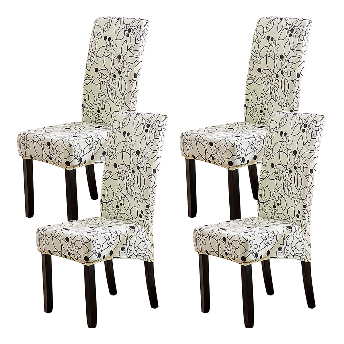 HZDHCLH Chair Covers for Dining Room Set of 4,Stretch Spandex Parsons Chair Slipcovers,Washable Anti-dust Chair Seat Covers for Kitchen,Wedding,Party (Beige, 4 Pack)