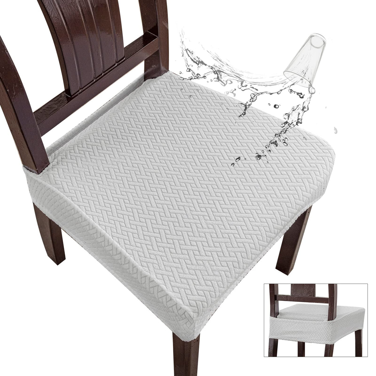 Genina Waterproof Seat Covers for Dining Room Chairs, Rear Covered