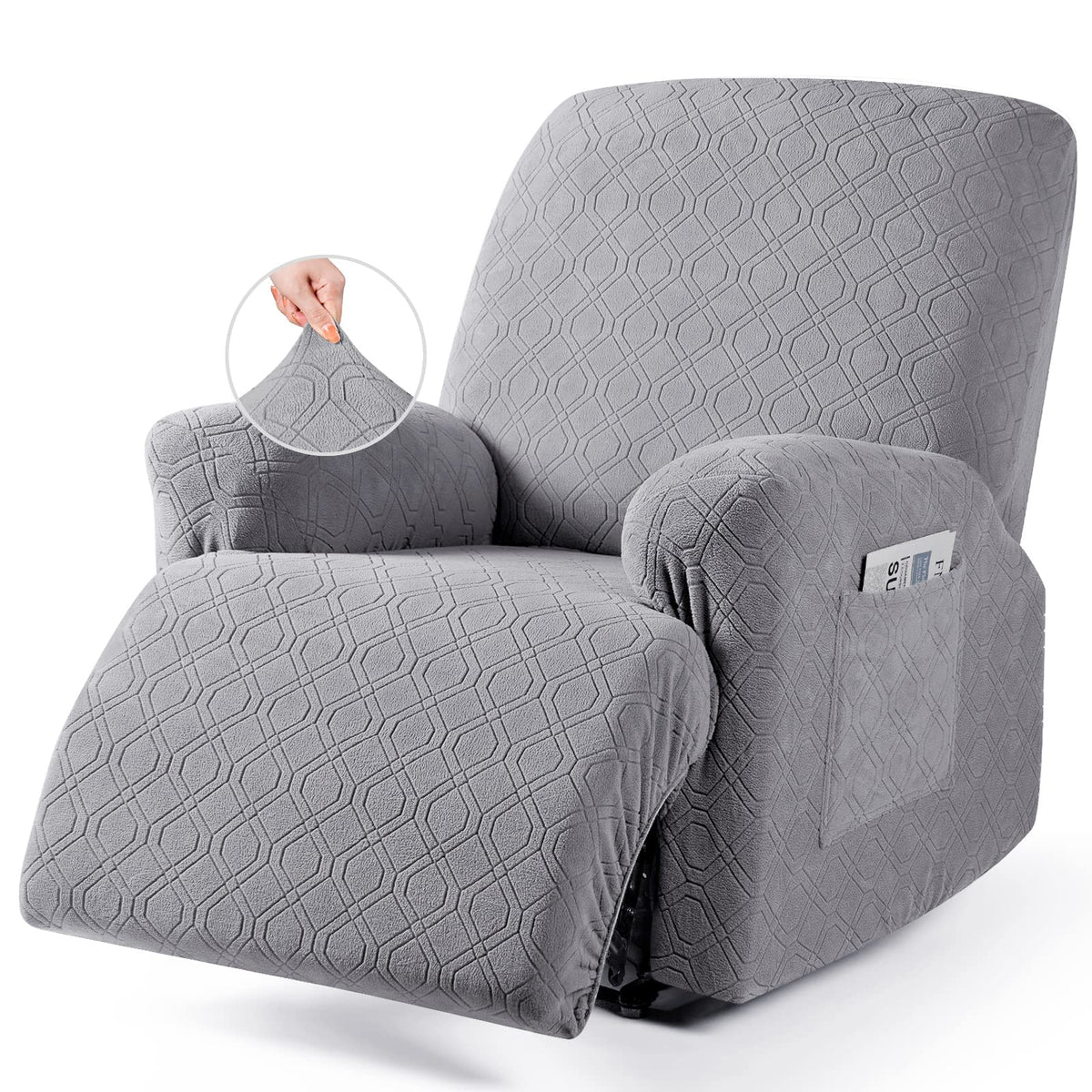 VANSOFY Stretch Recliner Chair Cover, Slipcover, Dark Gray, 1 Seater