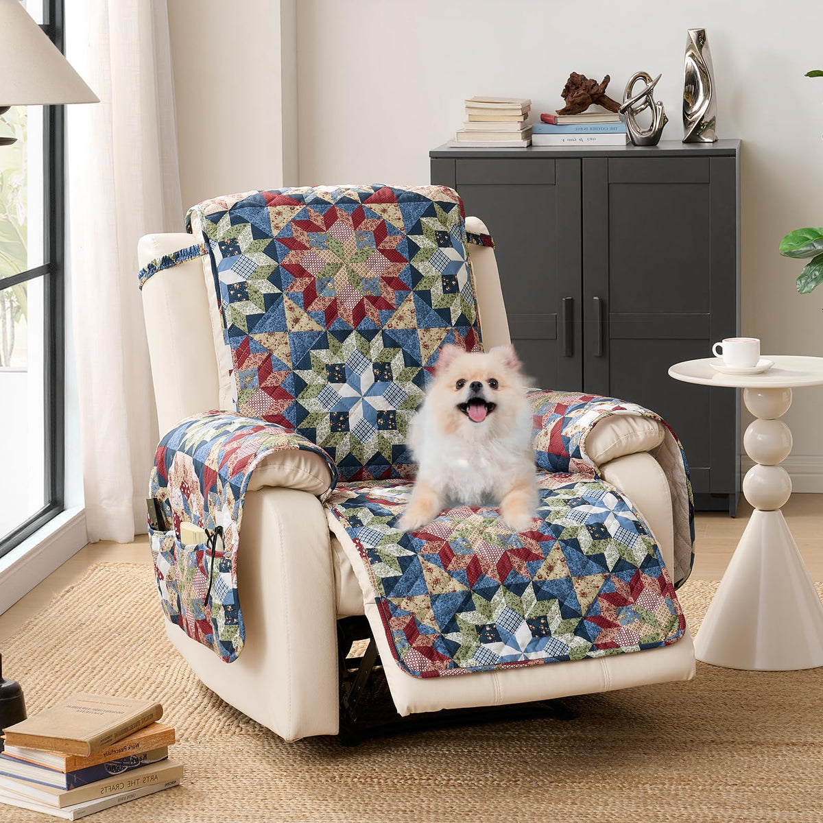 Boho Printed Recliner Chair Covers, Quilted Recliner Covers, Water-Repellent Lazy Boy Chair Covers, Pet Friendly ReclinerCover for Sofa, Washable ArmchairCovers (Recliner 22", Bohemia)