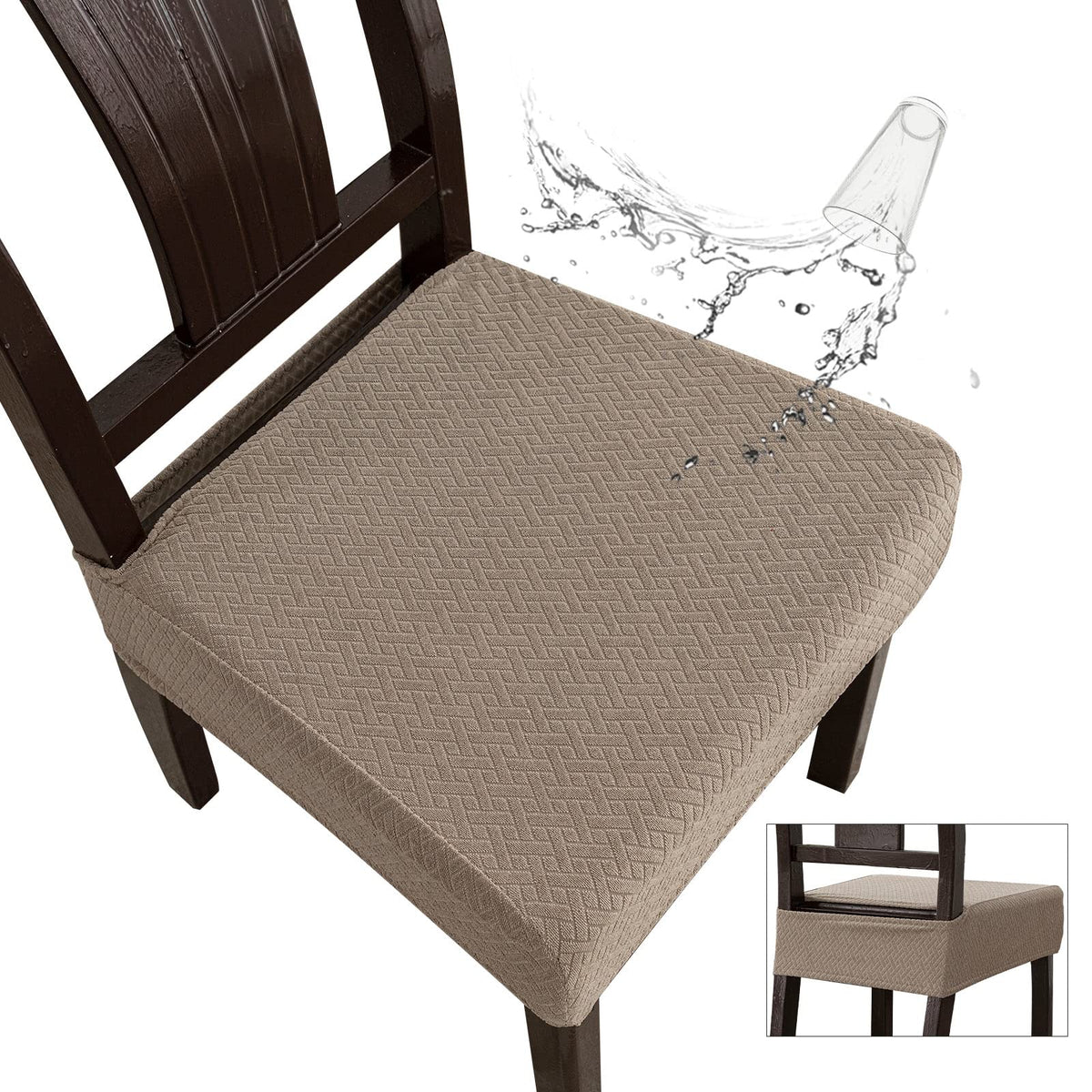 Genina Waterproof Seat Covers for Dining Room Chairs, Rear Covered