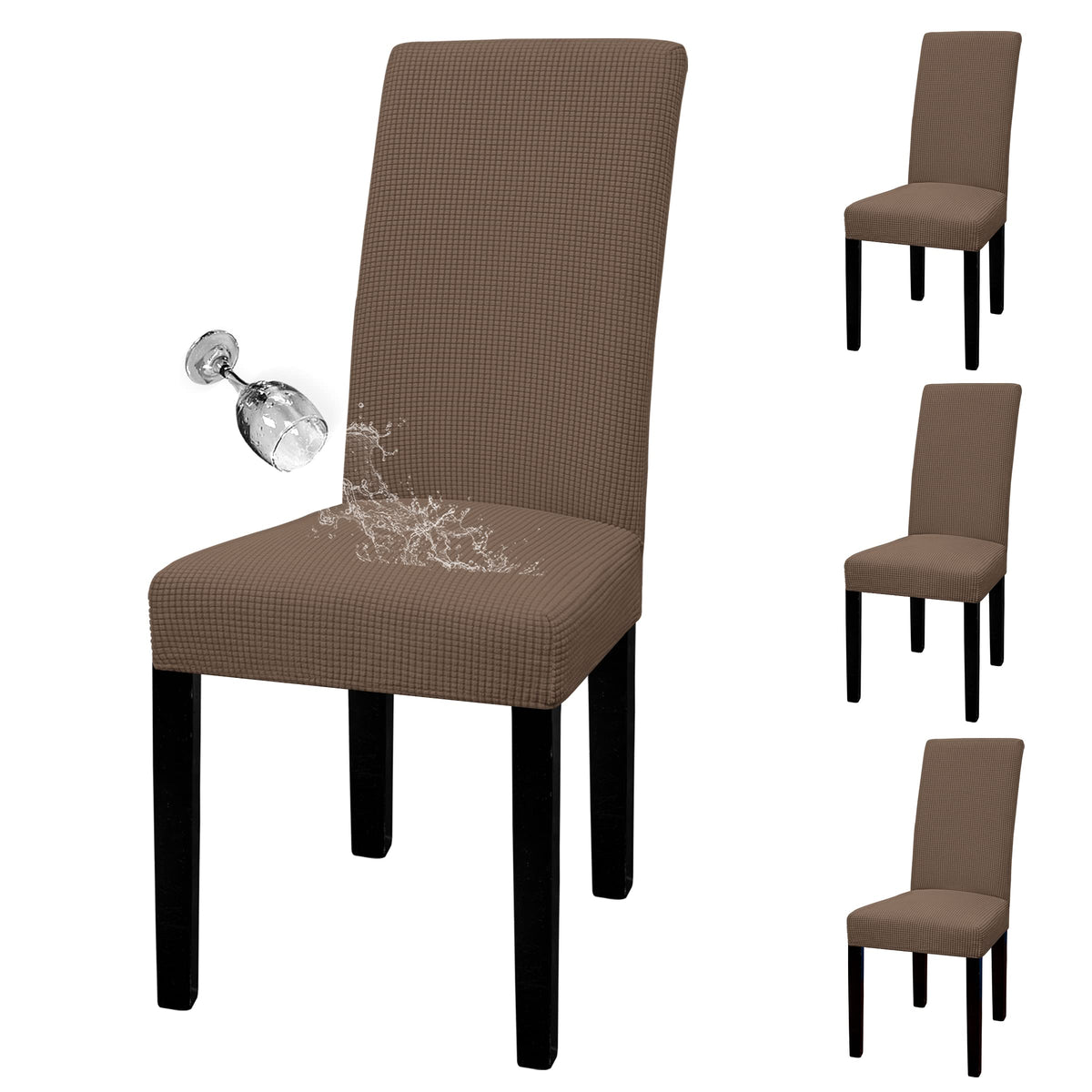 Easy-Going 100% Waterproof Dining Room Chair Covers Set of 6, Large