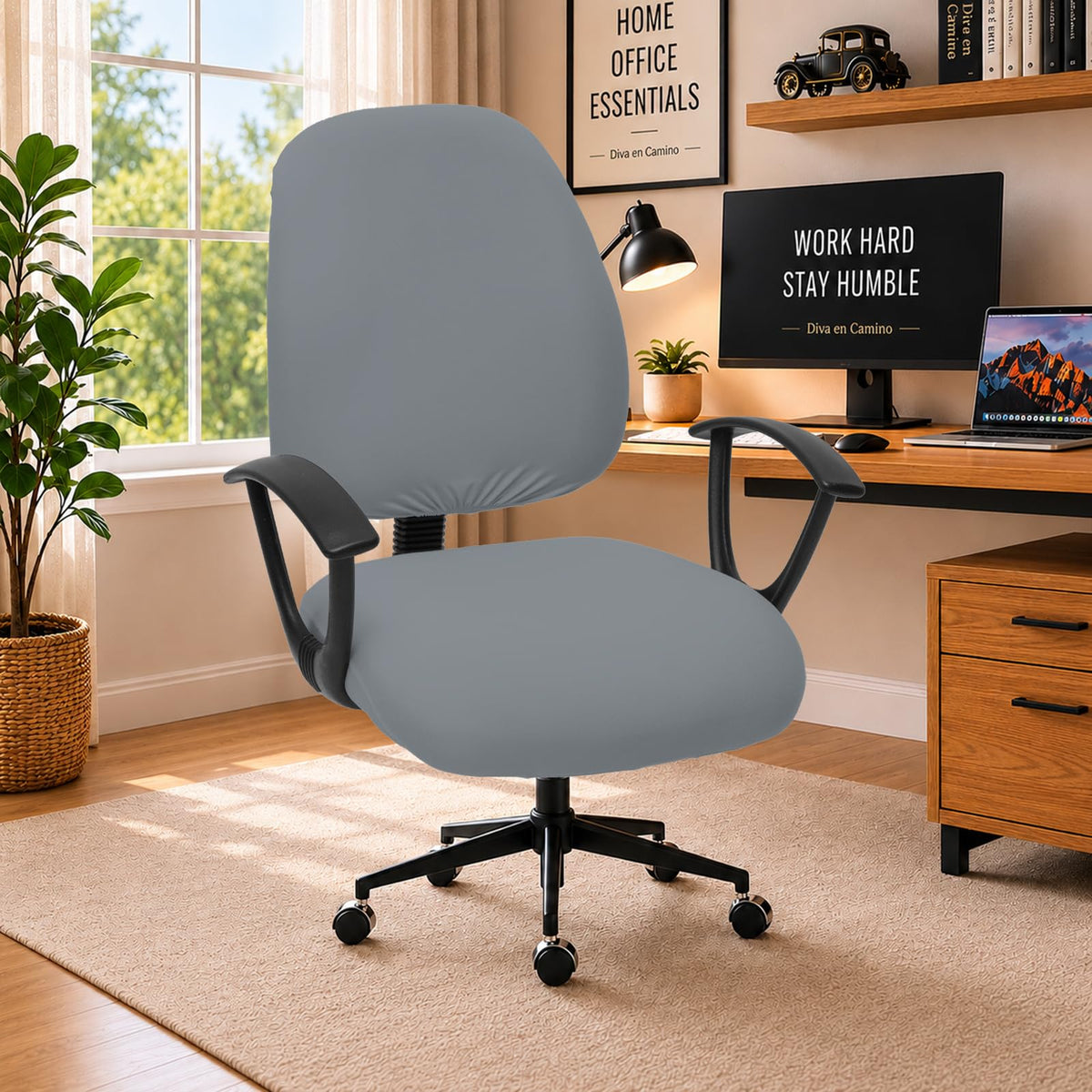 DIVA EN CAMINO DEC Water-Resistant Stretchable Desk Office Chair Seat Cushion Covers - Universal Spandex Computer Chair Slipcover - Removable Washable Cushion Protectors for Dogs, Cats, Black