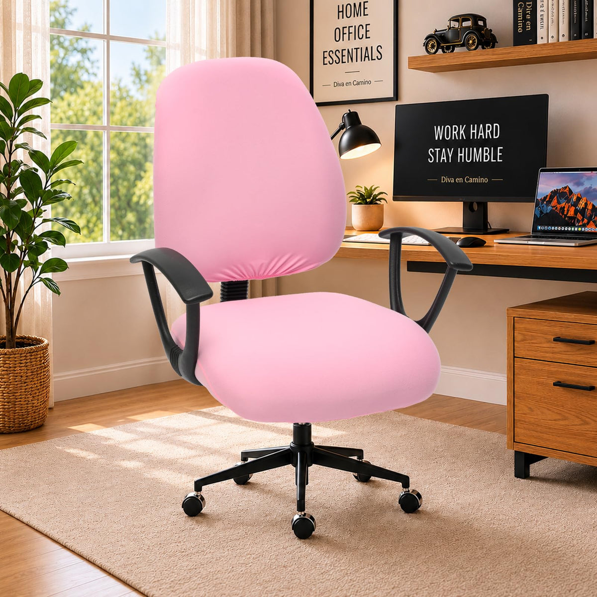 DIVA EN CAMINO DEC Water-Resistant Stretchable Desk Office Chair Seat Cushion Covers - Universal Spandex Computer Chair Slipcover - Removable Washable Cushion Protectors for Dogs, Cats, Black