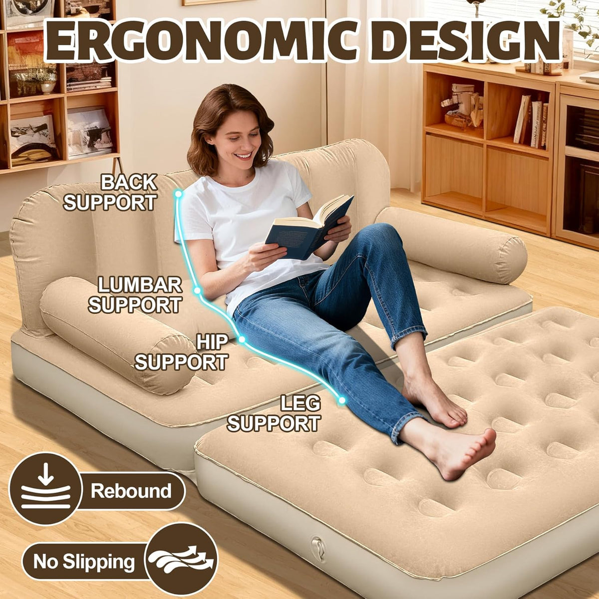 ChlorBlu Inflatable Small Queen Sofa Bed,Blow Up Couch Bed,70"x60"x30"