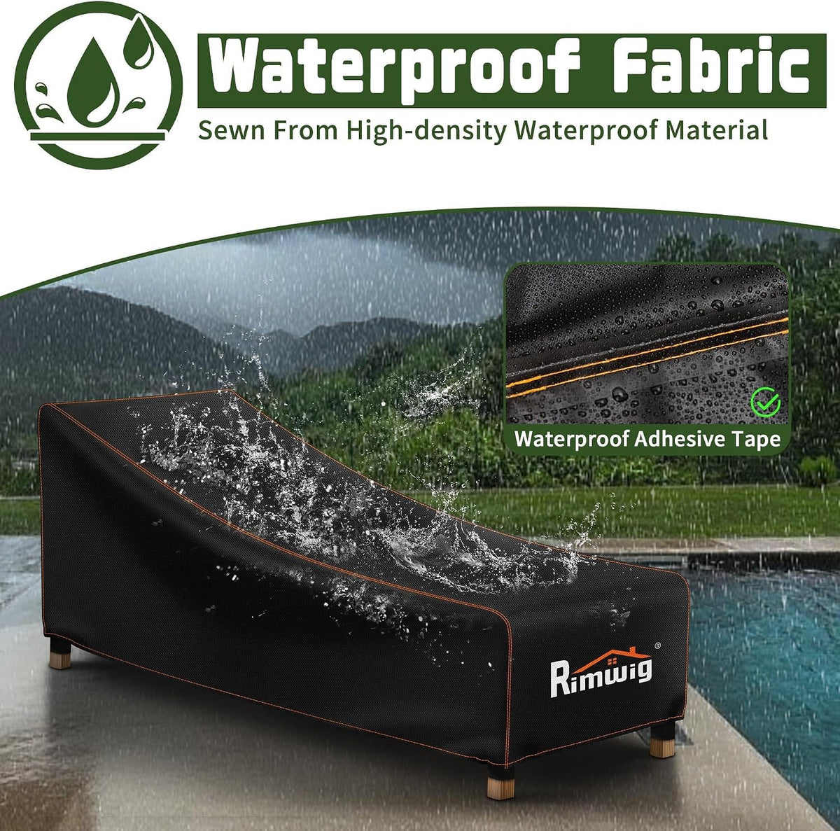 Patio Chaise Lounge Chair Cover Waterproof for Outdoor Furniture