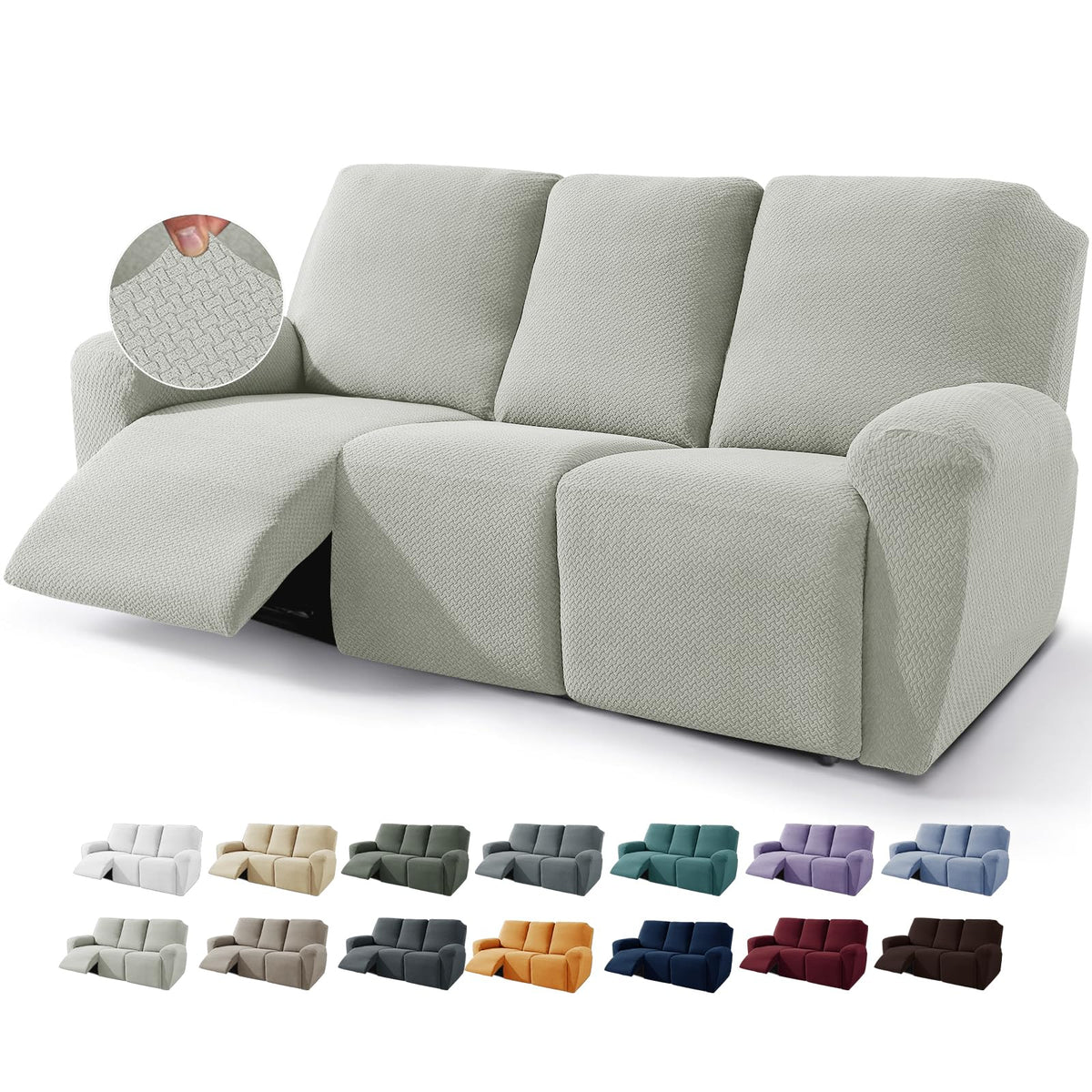 JIVINER 4-Piece Recliner Chair Covers Stretch Jacquard Chair Covers for Reclining Chair Recliner Slipcovers for Living Room Soft Recliner Protector with Pocket (Recliner,Dark Coffee)