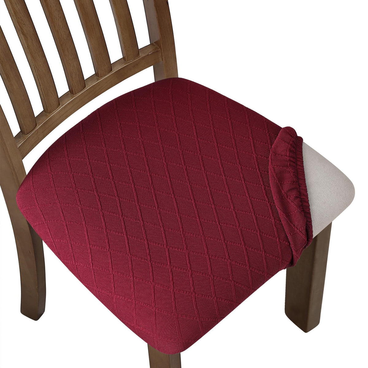 Fuloon Dining Chair Seat Covers Stretch Slipcovers, 6 Pack, Beige