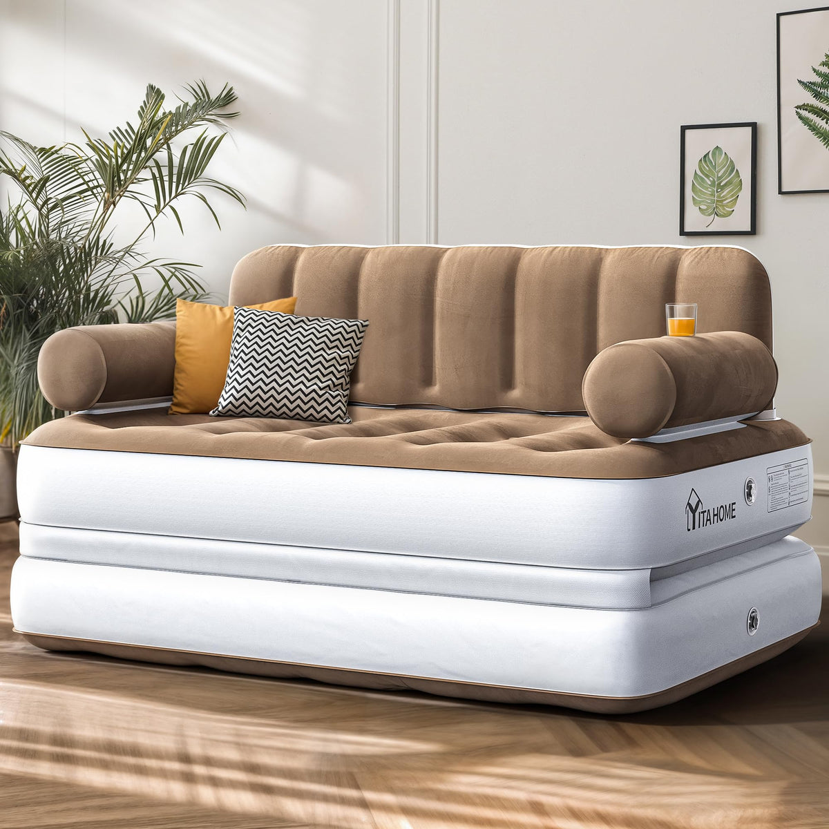 YITAHOME Queen Size Air Sofa Bed Mattress with Channel-Tufted Backrest
