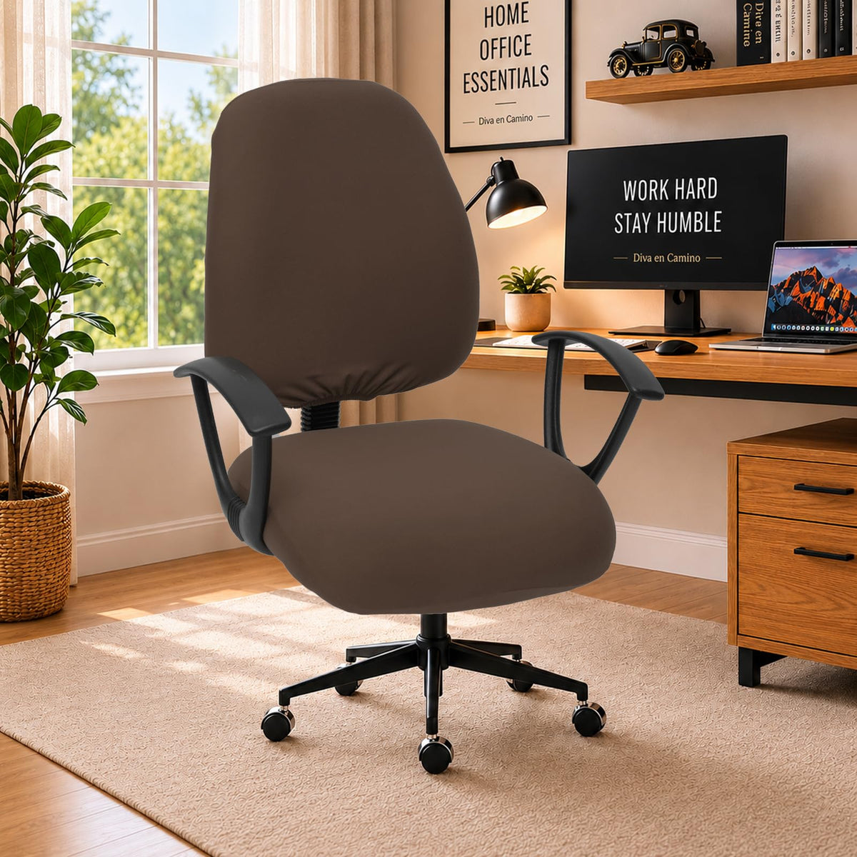Water Resistant Stretch Computer Office Chair Cover with Durable Zipper Universal Washable Removable Spandex Rotating Boss Chair Slipcovers Anti-dust Soft Desk Chair Seat Protector for Dogs Cats Pets