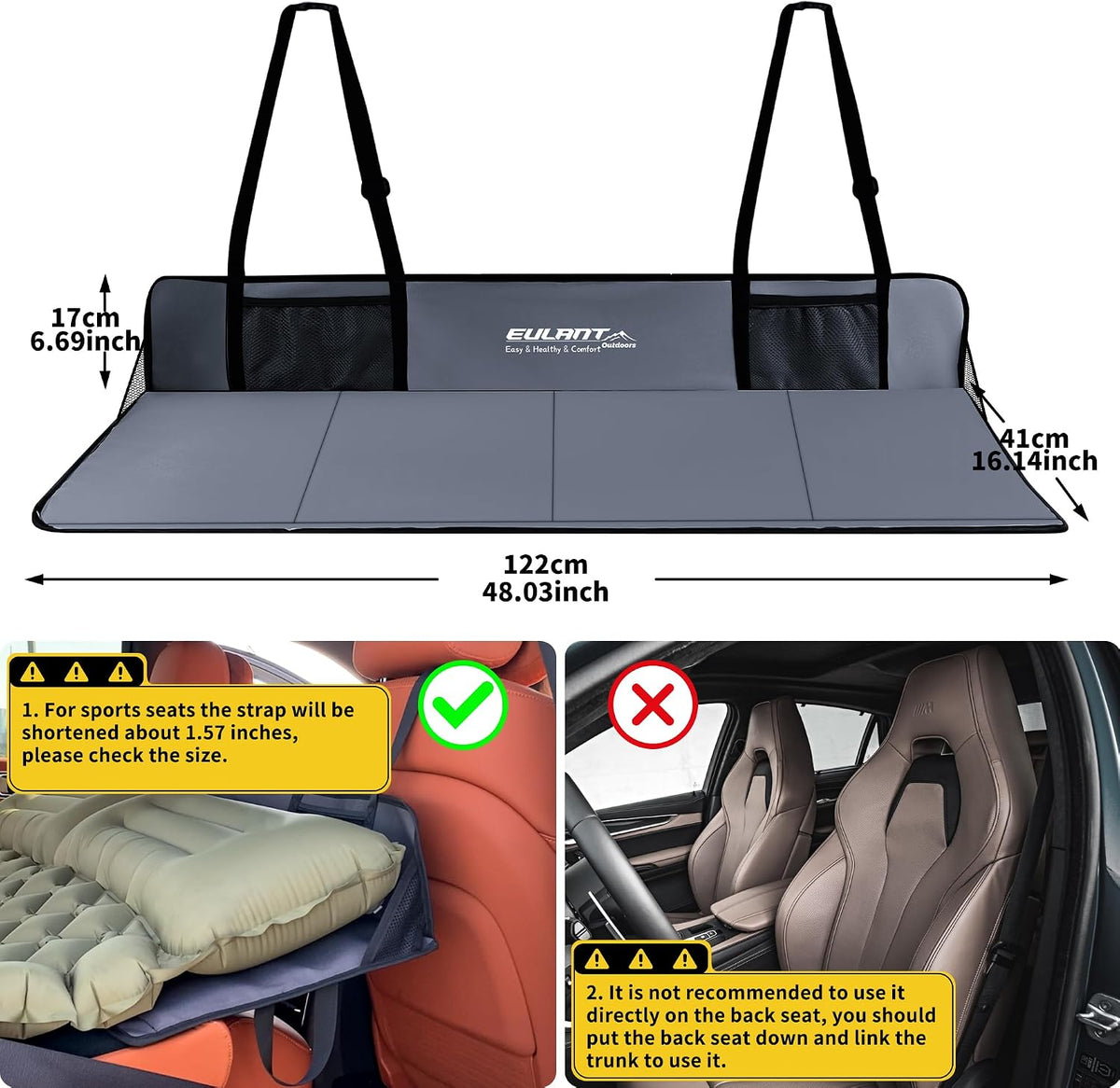 Car Rear Seat Mattress Extension Plate,Folding Rear Back Seat Extender