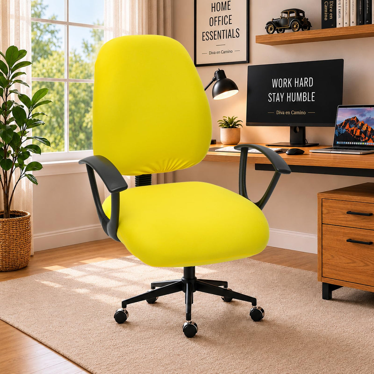 DIVA EN CAMINO DEC Water-Resistant Stretchable Desk Office Chair Seat Cushion Covers - Universal Spandex Computer Chair Slipcover - Removable Washable Cushion Protectors for Dogs, Cats, Black