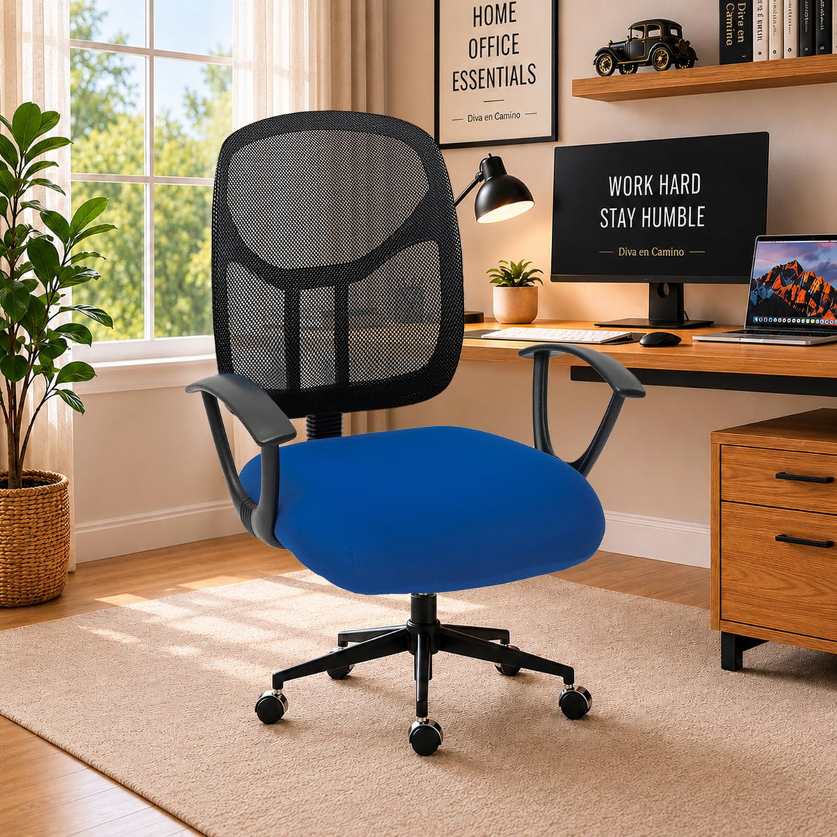 Water Resistant Stretch Computer Office Chair Cover with Durable Zipper Universal Washable Removable Spandex Rotating Boss Chair Slipcovers Anti-dust Soft Desk Chair Seat Protector for Dogs Cats Pets