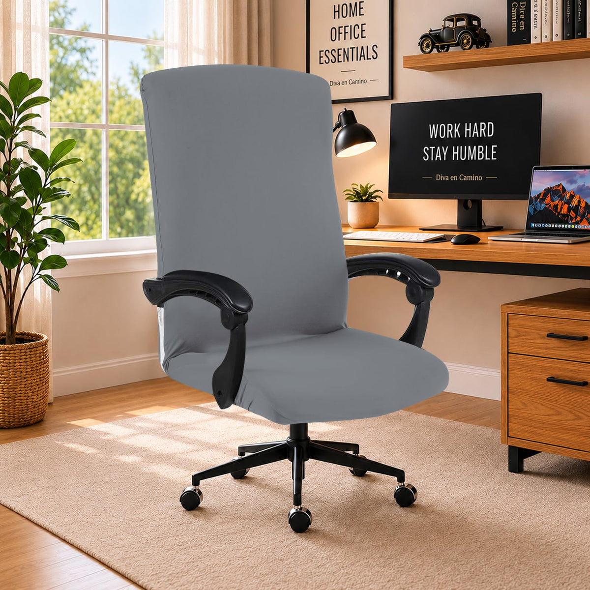 DIVA EN CAMINO DEC Water-Resistant Stretchable Desk Office Chair Seat Cushion Covers - Universal Spandex Computer Chair Slipcover - Removable Washable Cushion Protectors for Dogs, Cats, Black