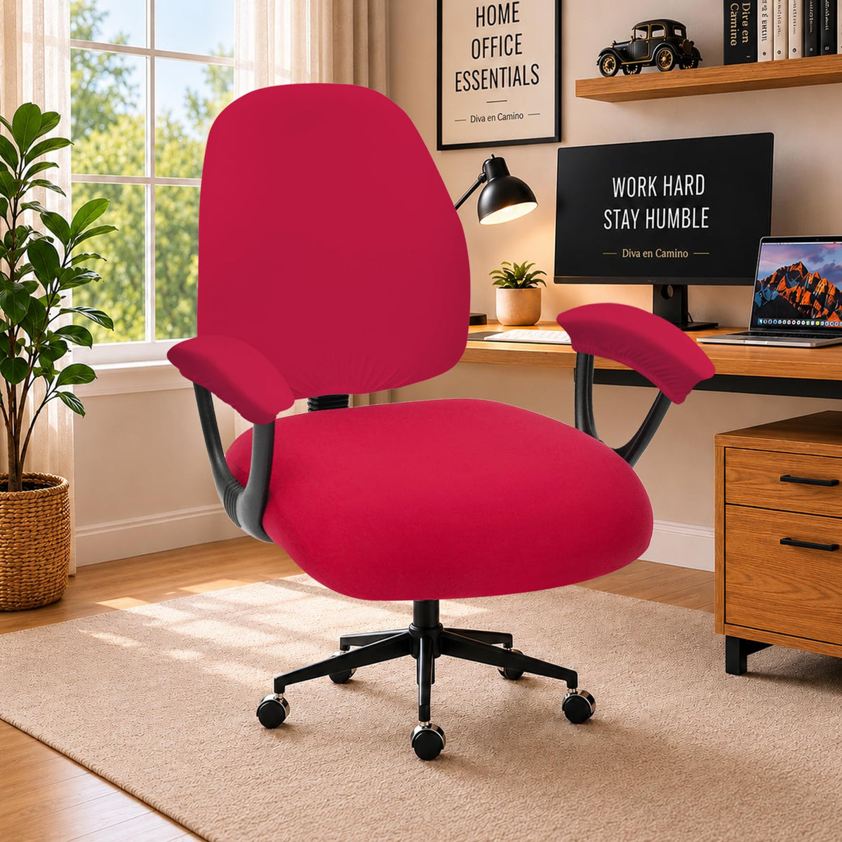 DIVA EN CAMINO DEC Water-Resistant Stretchable Desk Office Chair Seat Cushion Covers - Universal Spandex Computer Chair Slipcover - Removable Washable Cushion Protectors for Dogs, Cats, Black