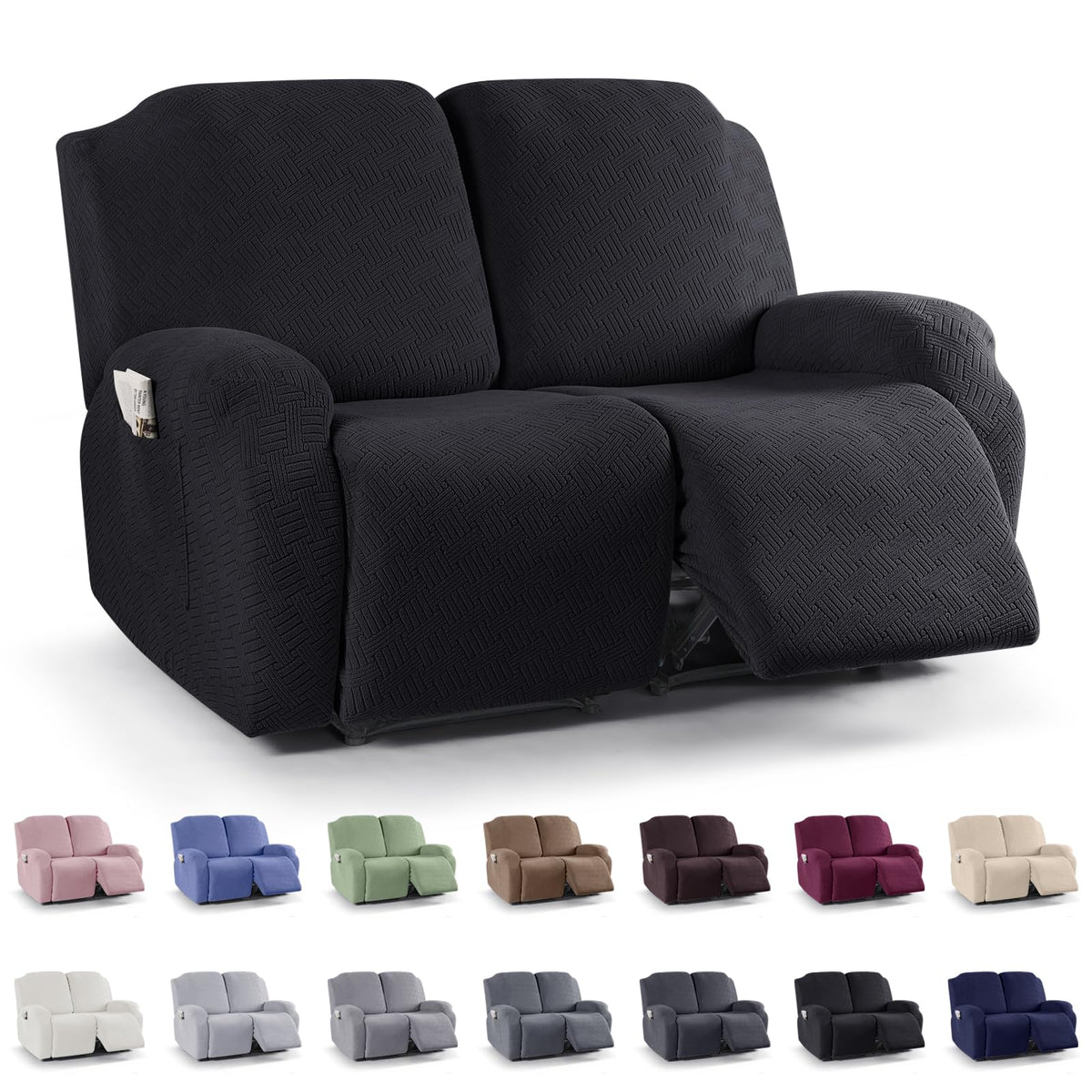 KinCam Recliner Chair Covers, Stretch Reclining Cover, Dark Gray