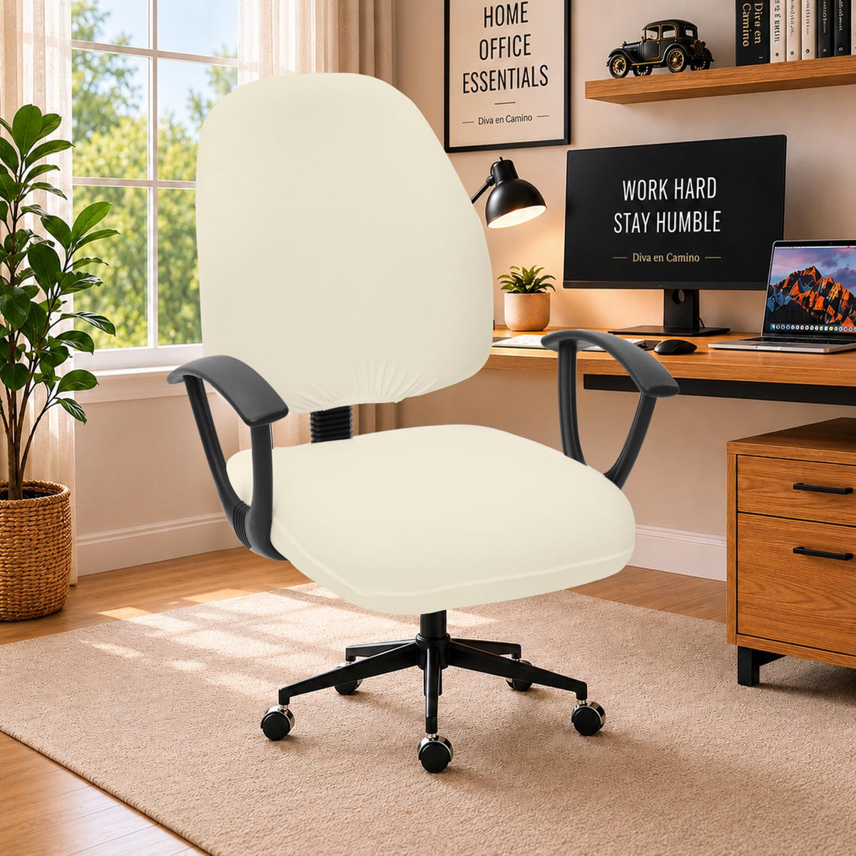 Water-resistant Stretchable Computer Chair Covers - Washable Rotating Backrest and Seat Protectors for Pets - Black