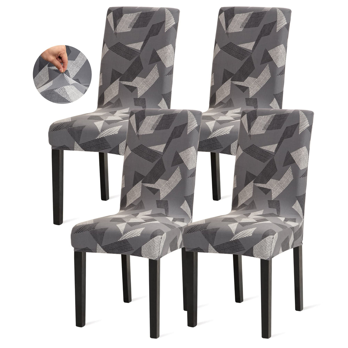 Sufdari Dining Chair Covers,Kitchen Cover,Parsons Slipcover,Spandex Protectors for Room Stretch Chairs Cover Set of 4 -Gray