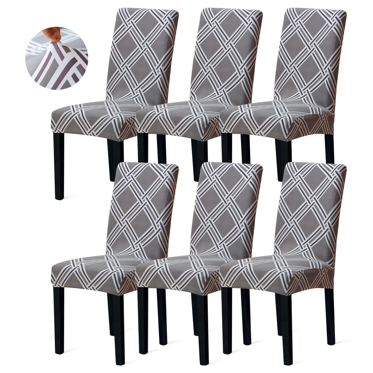 Sufdari Dining Chair Covers,Kitchen Cover,Parsons Slipcover,Spandex Protectors for Room Stretch Chairs Cover Set of 4 -Gray