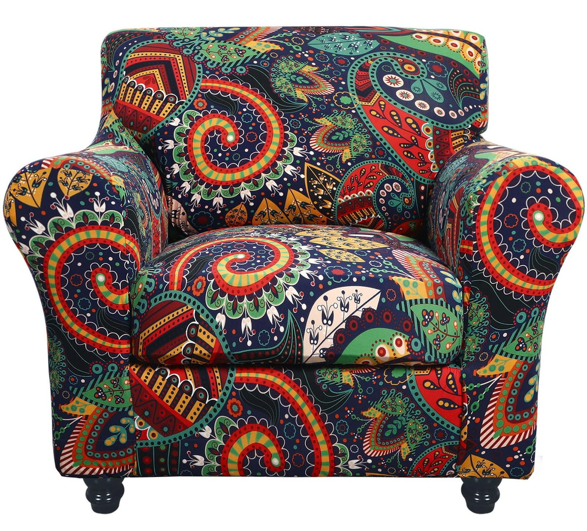 SearchI Stretch Sofa Cover Printed Couch Covers, Floral Pattern 2 Piece Armchair Slipcover with Separate Chair Cushion Cover, Washable Furniture Protector for Living Room(Armchair, Ball Flower)