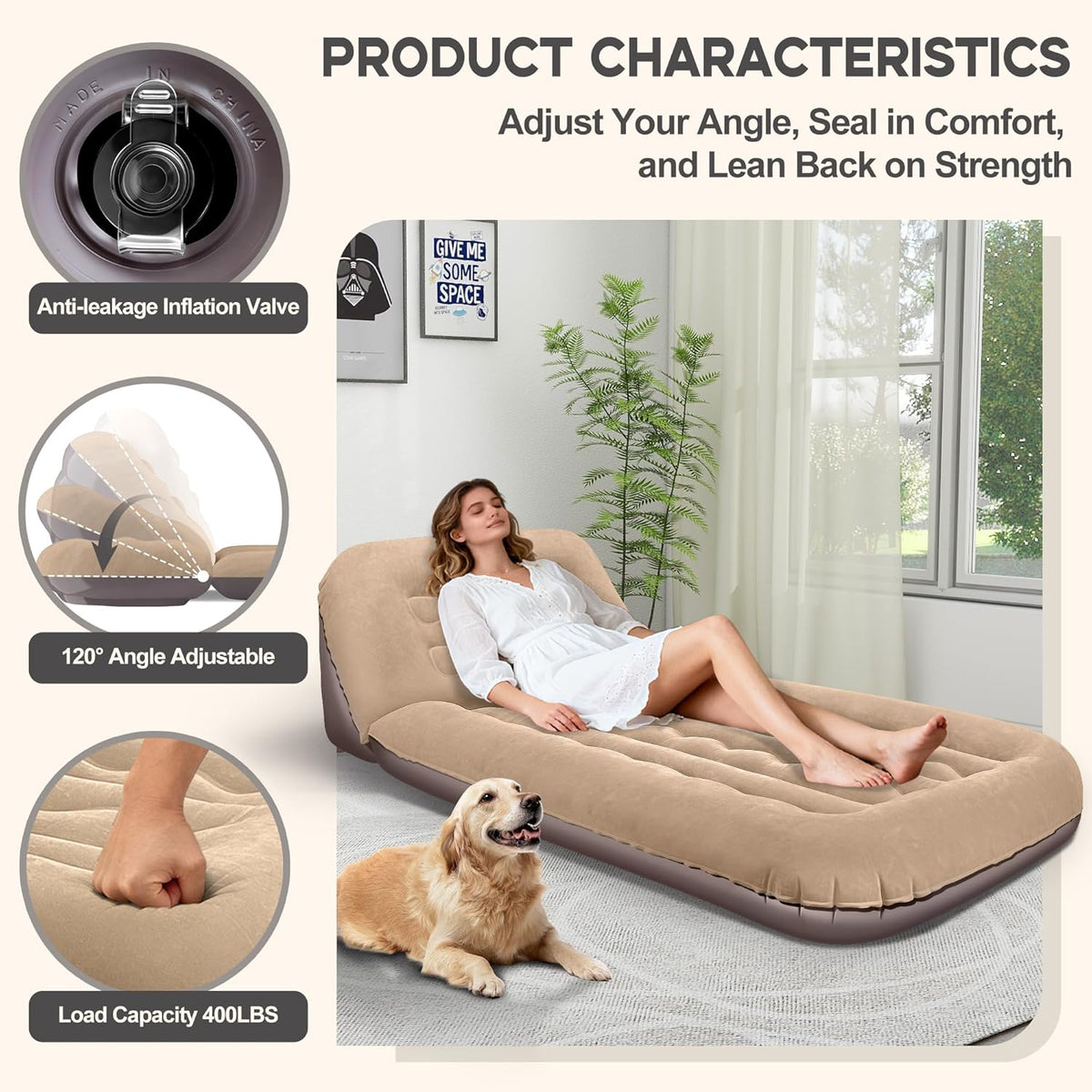 Luxfero Inflatable Couch for Camping, Blow Up Couch for Adults,Air Sofa Bed