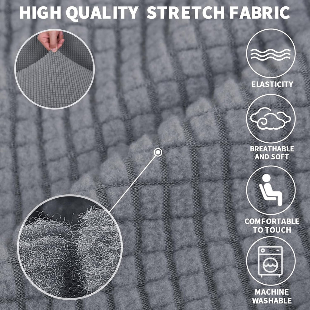 JIVINER Super Stretch Chair Sofa Slipcovers 1-Piece Jacquard Chair Covers for Living Room Soft Anti Slip 1 Seater Couch Furniture Protector Small Checks for Kids Pets (Chair, Light Gray)