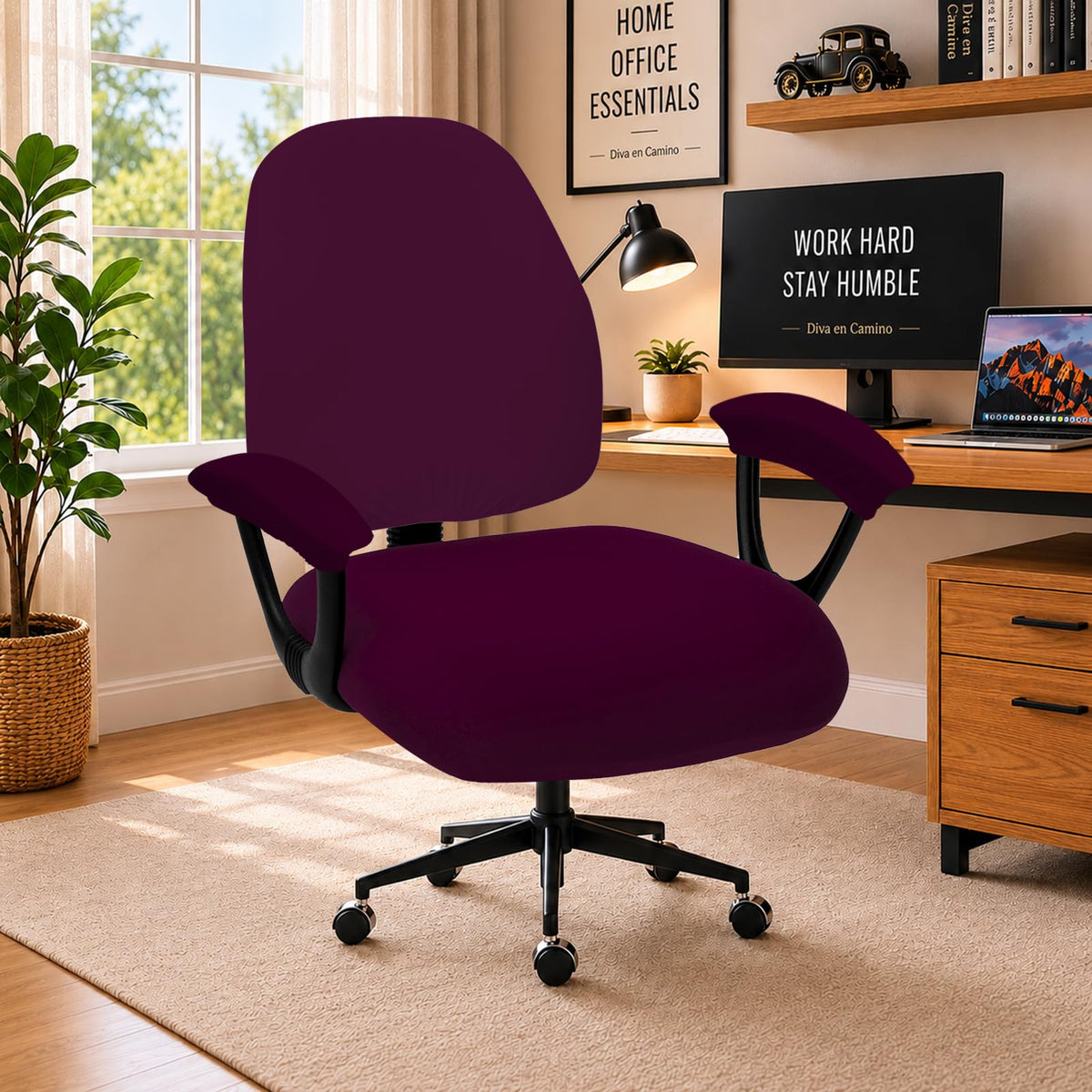 DIVA EN CAMINO DEC Water-Resistant Stretchable Desk Office Chair Seat Cushion Covers - Universal Spandex Computer Chair Slipcover - Removable Washable Cushion Protectors for Dogs, Cats, Black
