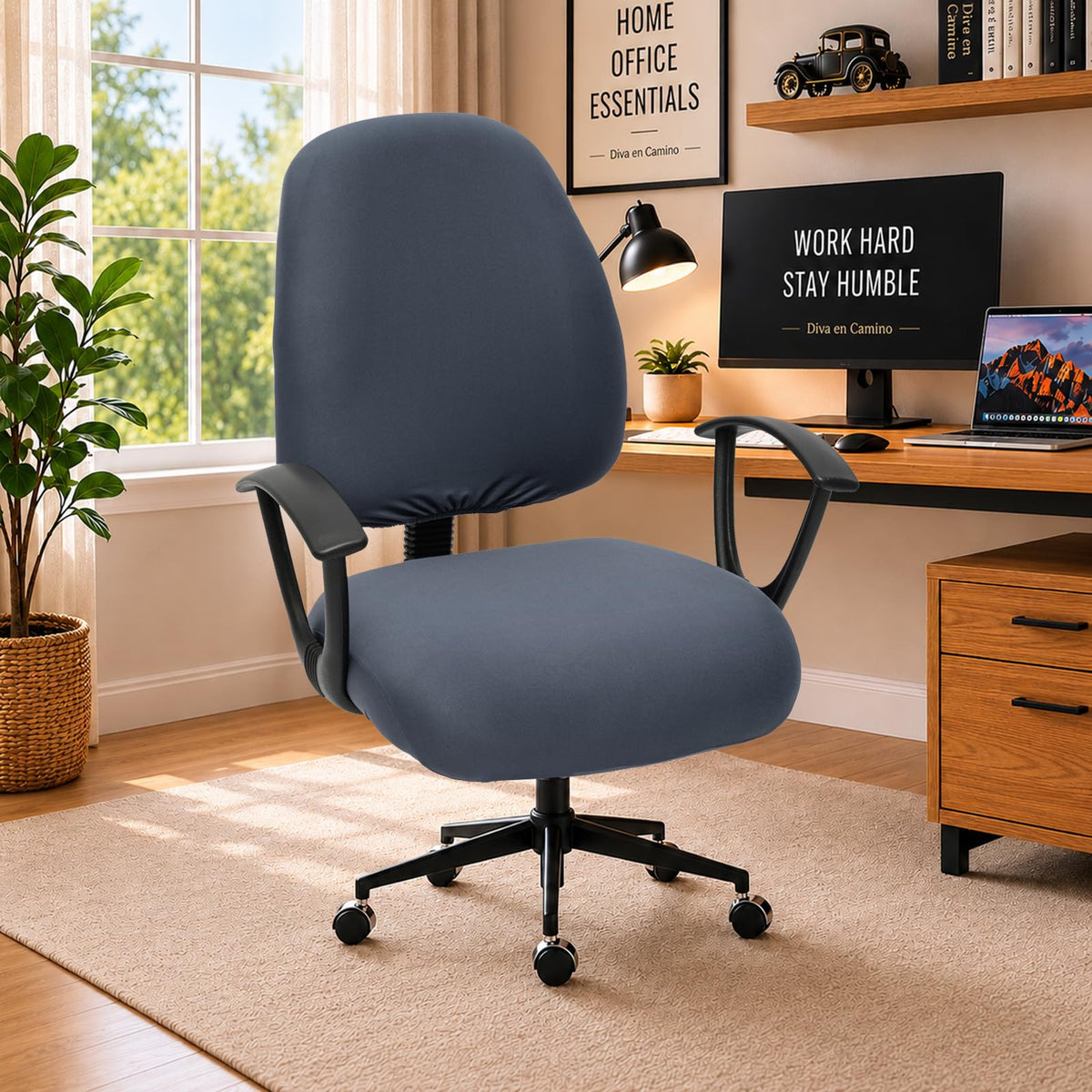 DIVA EN CAMINO DEC Water-Resistant Stretchable Desk Office Chair Seat Cushion Covers - Universal Spandex Computer Chair Slipcover - Removable Washable Cushion Protectors for Dogs, Cats, Black