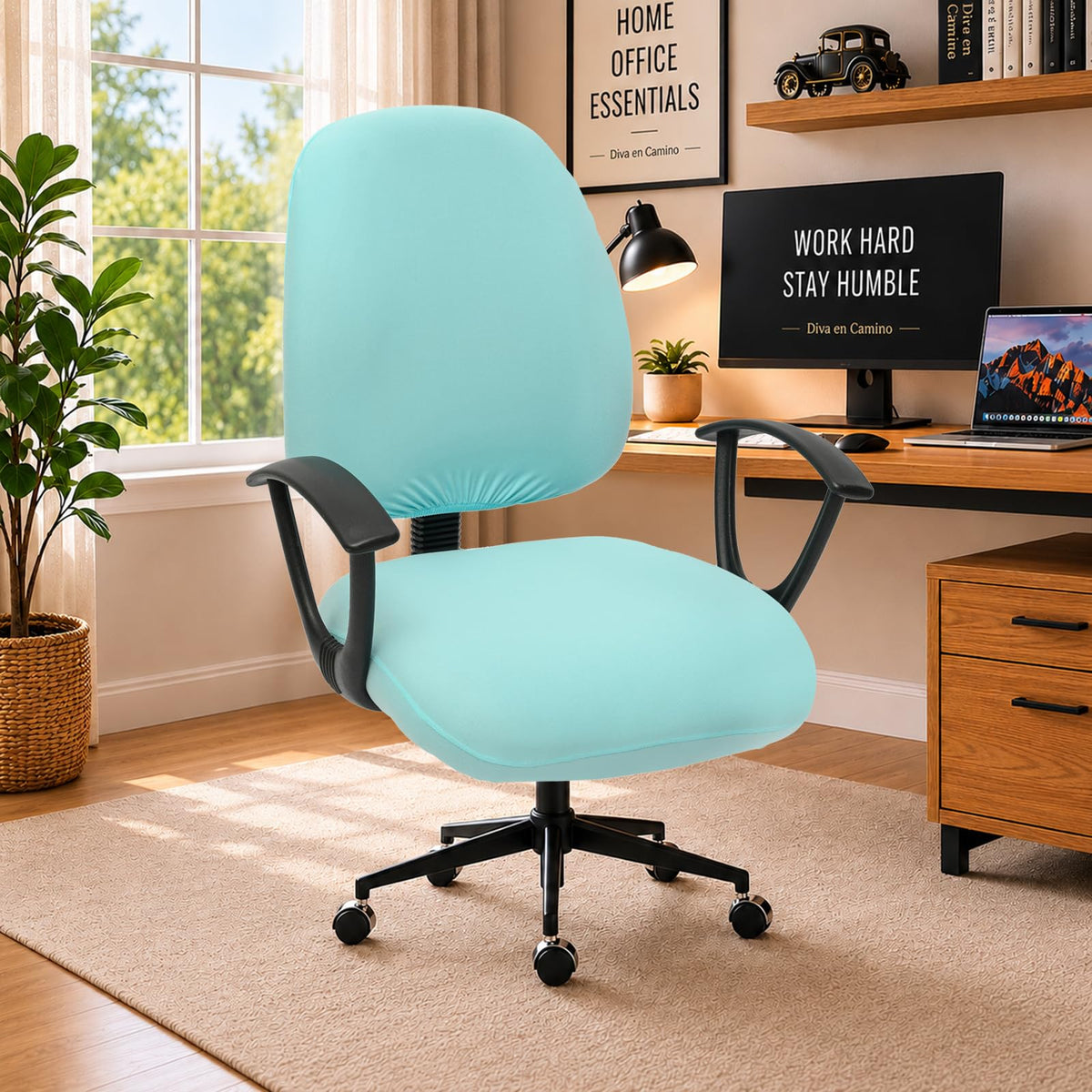 DIVA EN CAMINO DEC Water-Resistant Stretchable Desk Office Chair Seat Cushion Covers - Universal Spandex Computer Chair Slipcover - Removable Washable Cushion Protectors for Dogs, Cats, Black