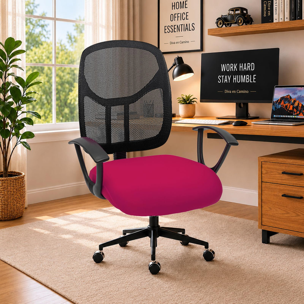 Water Resistant Stretch Computer Office Chair Cover with Durable Zipper Universal Washable Removable Spandex Rotating Boss Chair Slipcovers Anti-dust Soft Desk Chair Seat Protector for Dogs Cats Pets