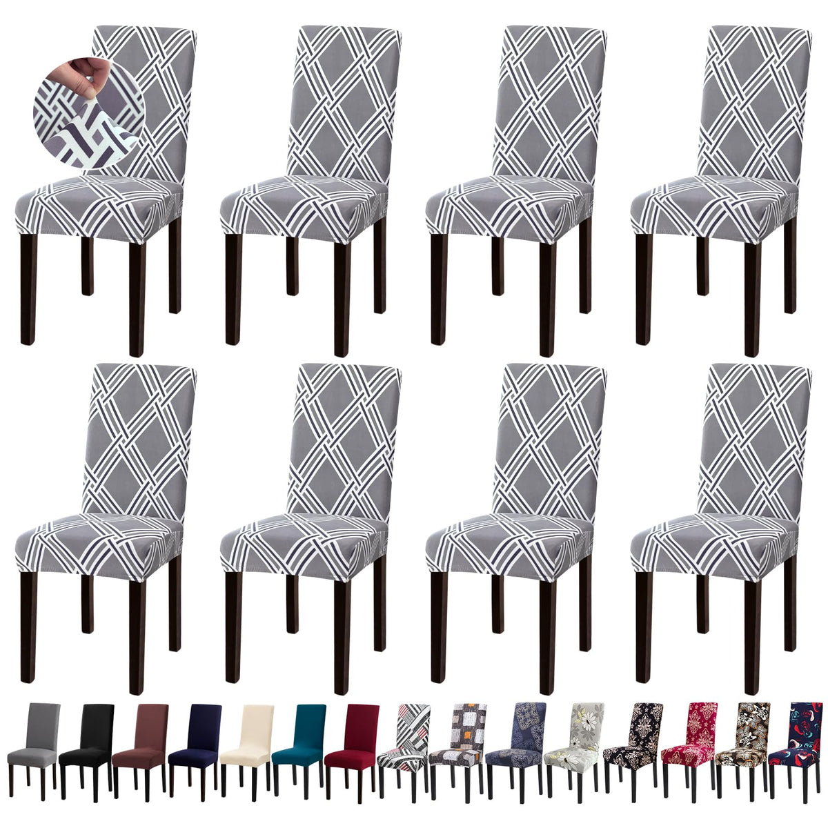Chair Covers, Stretch Dining Room Chair Covers Set of 6, Removable Washable Dining Chair Slipcovers for Home, Hotel, Banquet