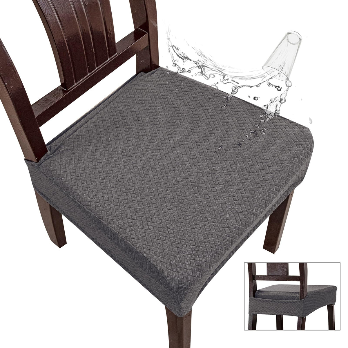 Genina Waterproof Seat Covers for Dining Room Chairs, Rear Covered