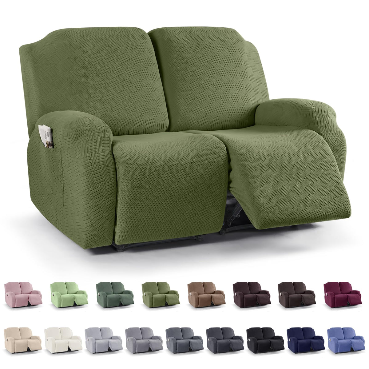 KinCam Recliner Chair Covers, Stretch Reclining Cover, Dark Gray