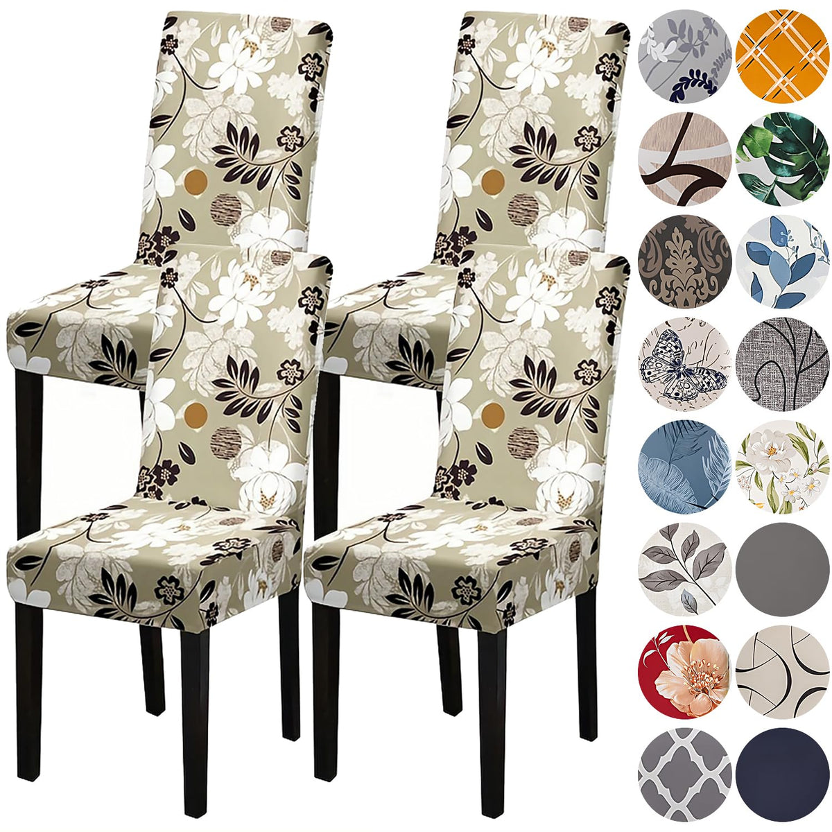 HZDHCLH Chair Covers for Dining Room Set of 4,Stretch Spandex Parsons Chair Slipcovers,Washable Anti-dust Chair Seat Covers for Kitchen,Wedding,Party (Beige, 4 Pack)
