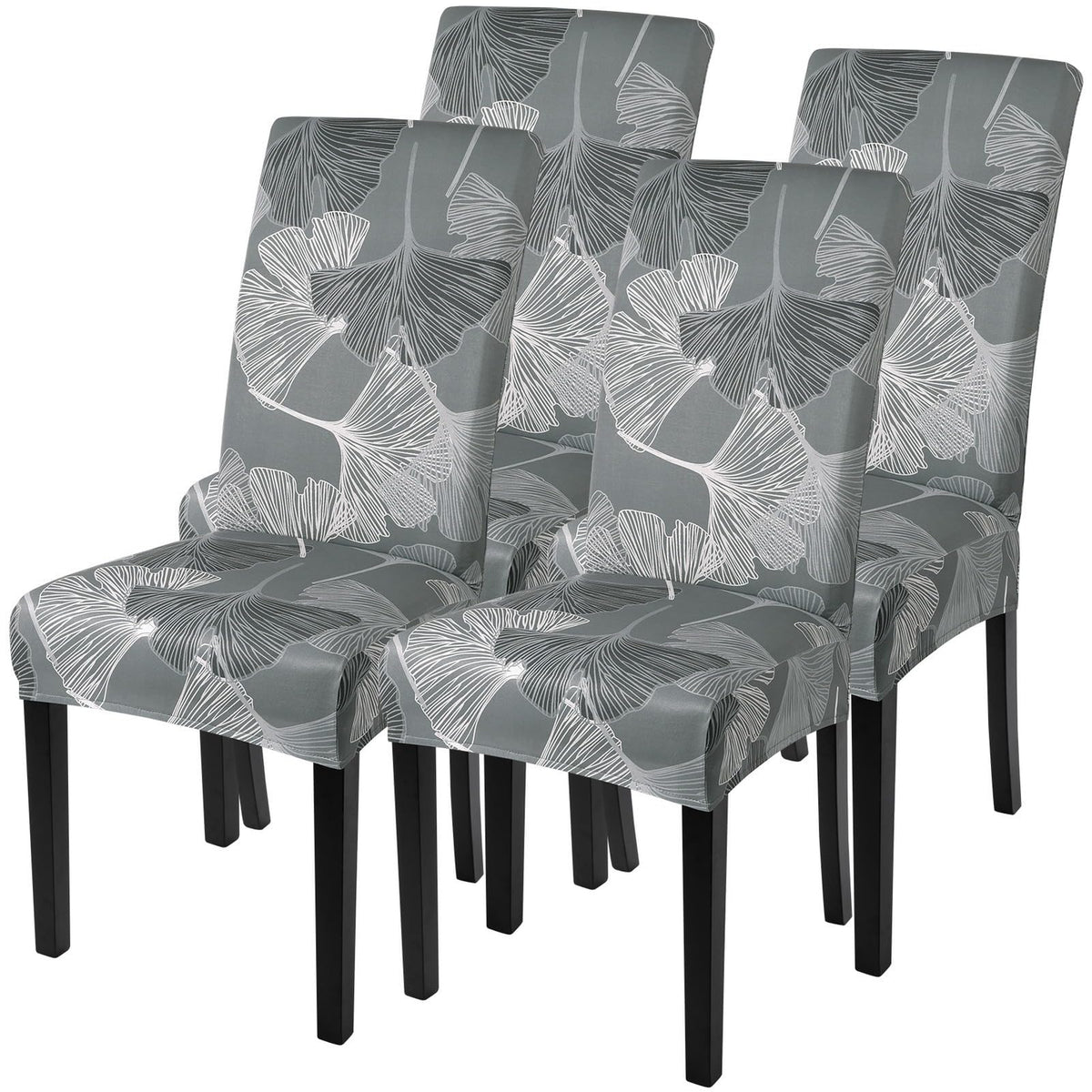 SearchI Chair Covers Slipcovers Set of 4, Spandex Super Fit Stretch Removable Washable Kitchen Parsons Protector for Dining Room,Hotel,Ceremony,Beige+Flowers