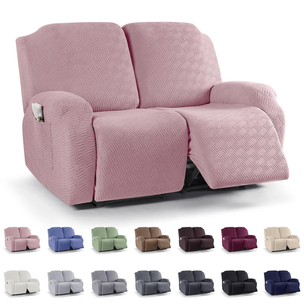KinCam Recliner Chair Covers, Stretch Reclining Cover, Dark Gray
