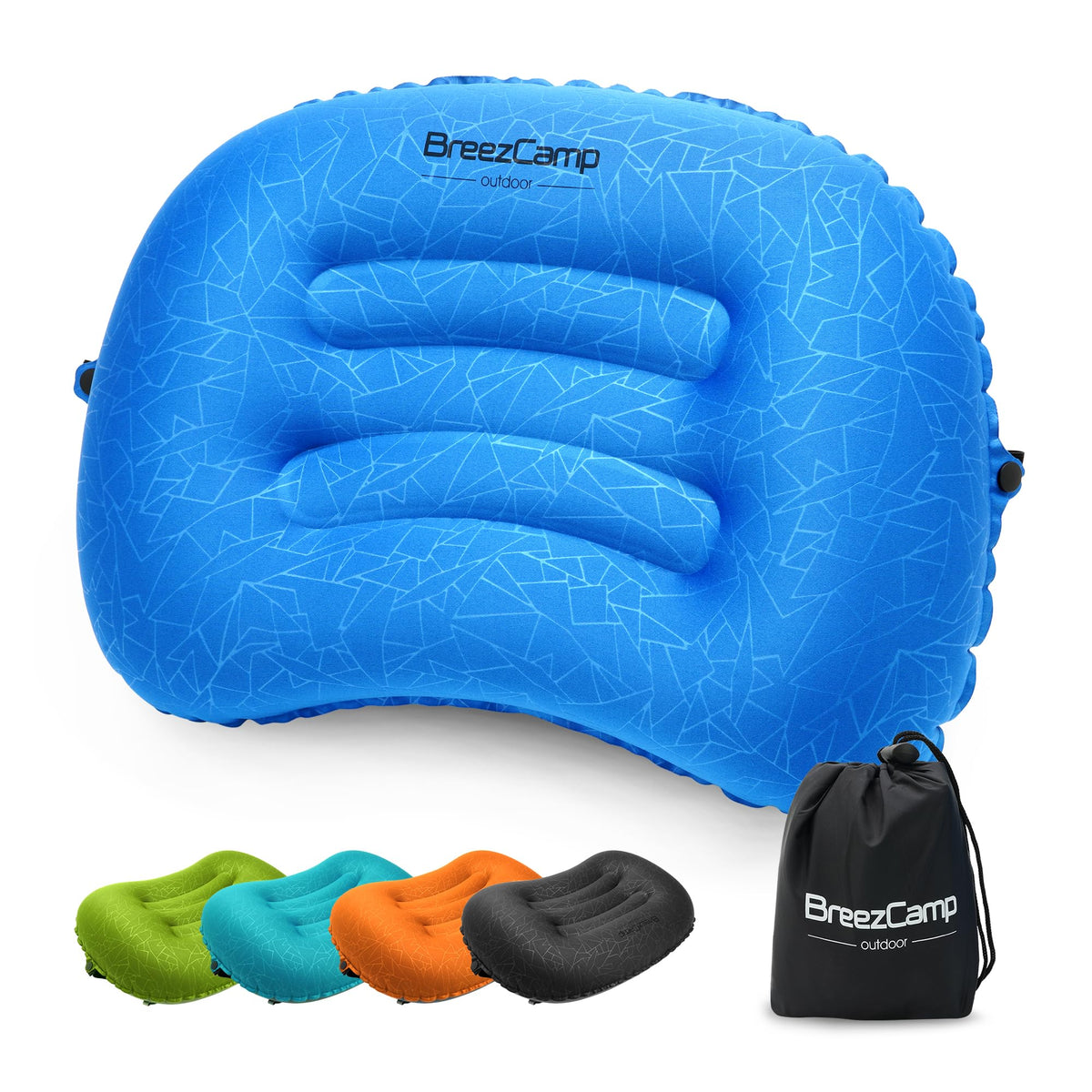 Inflatable Camping Pillow, Travel Blow Up Air Pillow, Neck Lumbar Support Ultralight Compact Pillow for Outdoor Hiking Backpacking Car Beach Airplane Sleeping Essentials, Black