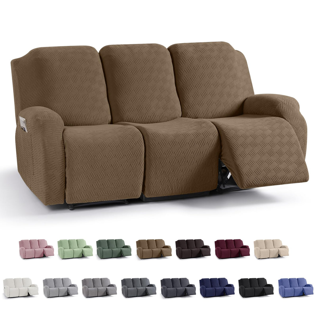 KinCam Recliner Chair Covers, Stretch Reclining Cover, Dark Gray