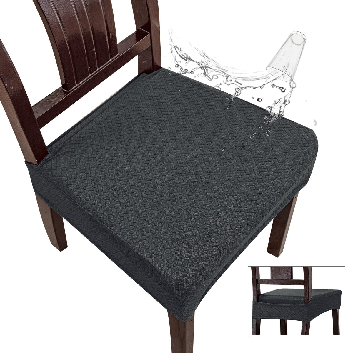 Genina Waterproof Seat Covers for Dining Room Chairs, Rear Covered