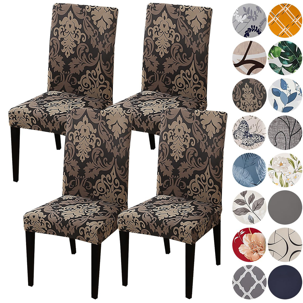 HZDHCLH Chair Covers for Dining Room Set of 4,Stretch Spandex Parsons Chair Slipcovers,Washable Anti-dust Chair Seat Covers for Kitchen,Wedding,Party (Beige, 4 Pack)
